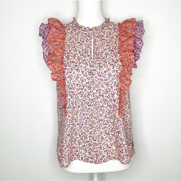 Ann Taylor Floral Ditsy sleeveless ruffle top - Picture 6 of 12